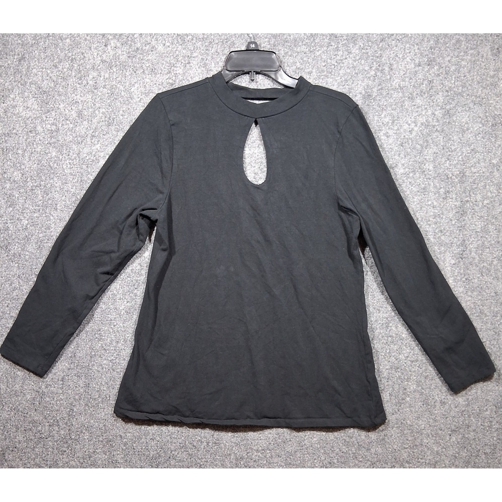 Torrid Keyhole Slash Front Top Womens 2 Plus‎ Black Stretches Long Sleeves